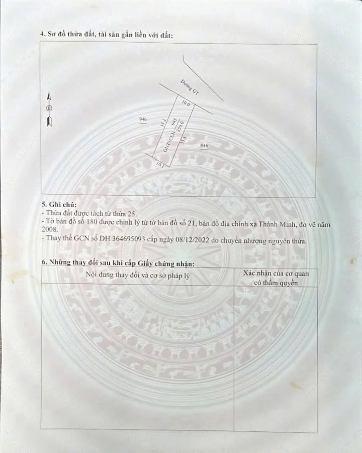 Lô đất chính chủ tại xã Thành Vinh, Thanh Hóa - Diện tích 350m², giá 600 triệu