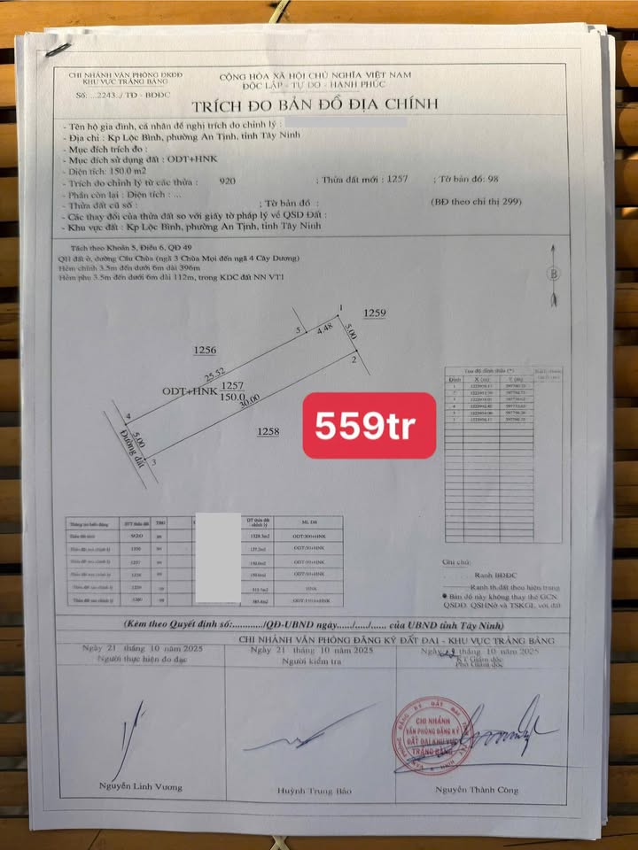 Đất nền An Tịnh Trảng Bàng 150m² giá 559 triệu - Cơ hội đầu tư tuyệt vời!