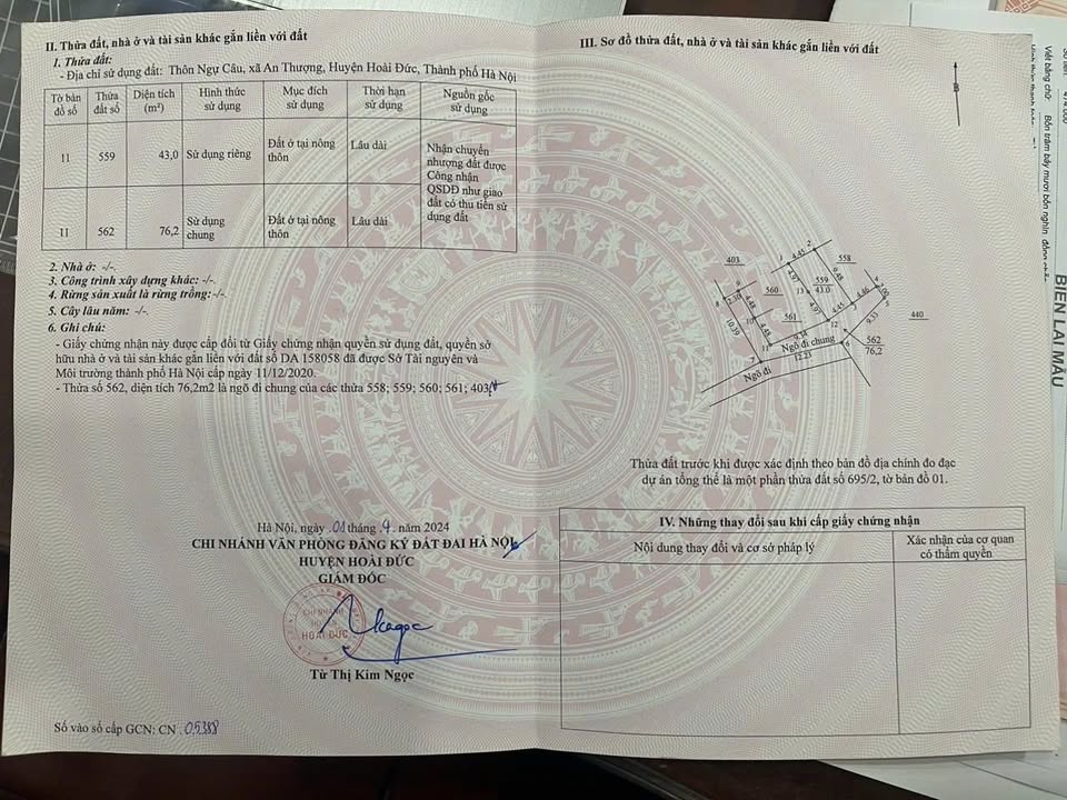 Đất thổ cư An Khánh 43m² giá 4 tỷ - Sổ đỏ sang tên ngay!