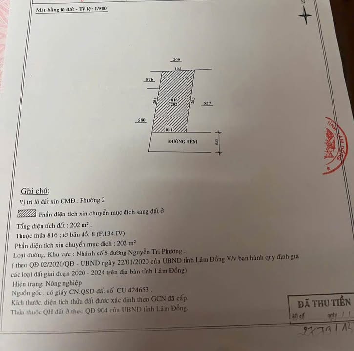 Đất thổ cư 200m² phường 2 Bảo Lộc giá 1.85 tỷ - Tiềm năng đầu tư tuyệt vời!