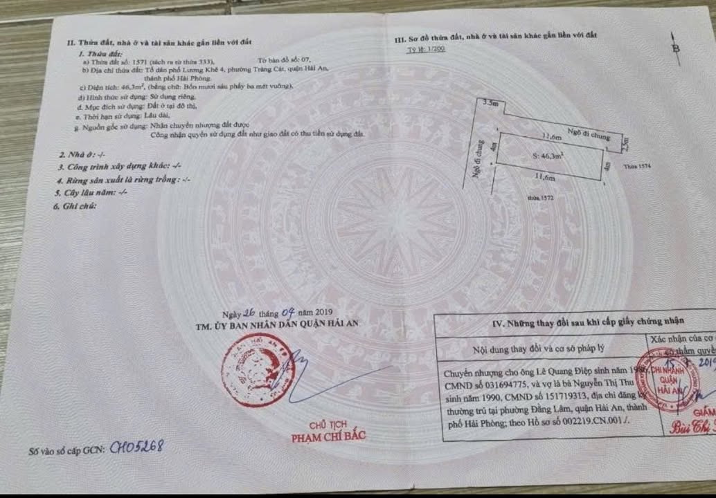 Bán đất 2 mặt ngõ 210 Cát Linh, Hải An, Hải Phòng 46m² - Giá chỉ 1,7 tỷ!