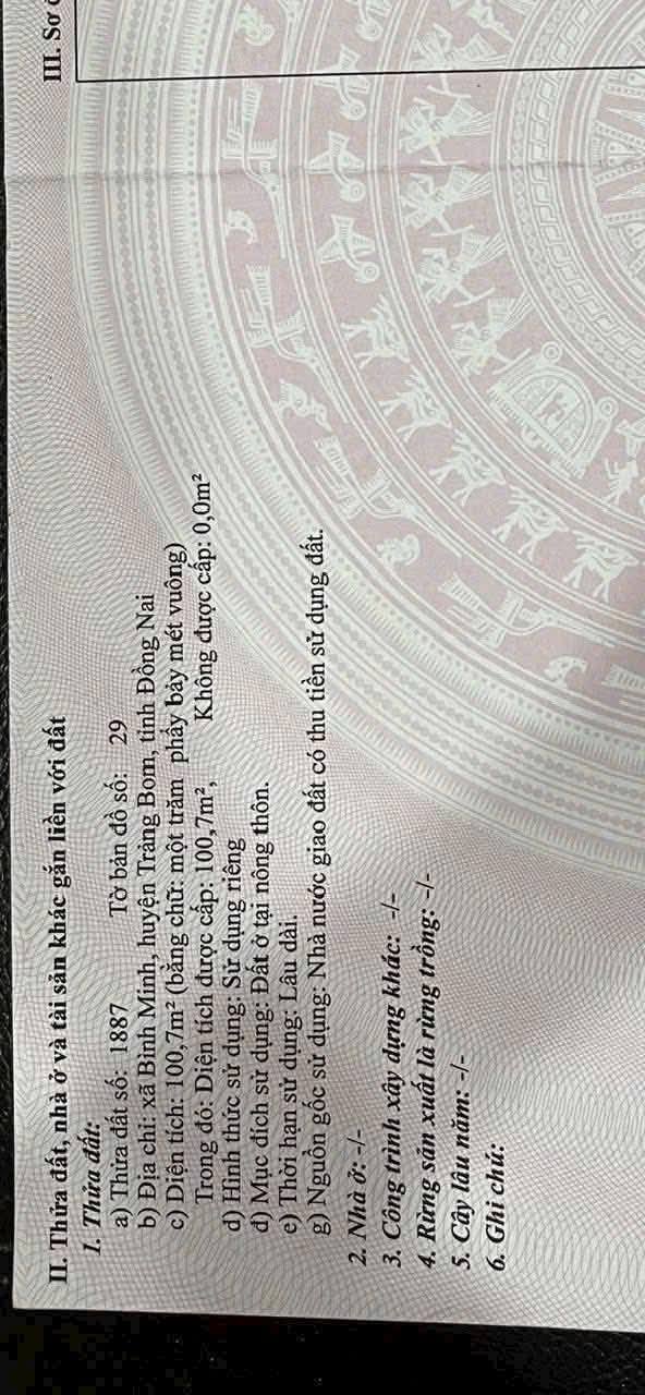 Đất thổ cư 100% tại Bình Minh, Trảng Bom - 100m² giá chỉ 1.2 tỷ!