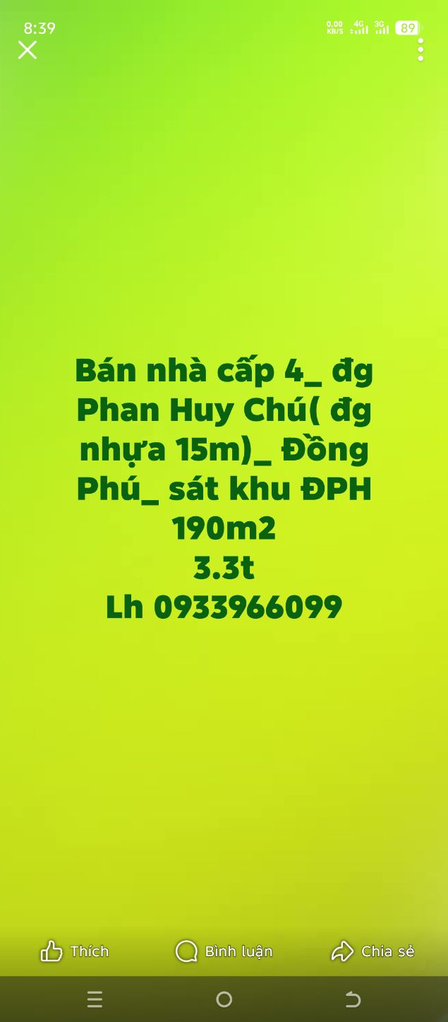 Nhà cấp 4 đường Phan Huy Chú, Đồng Phú, 190m² giá 3.3 tỷ - Sẵn sàng vào ở ngay!