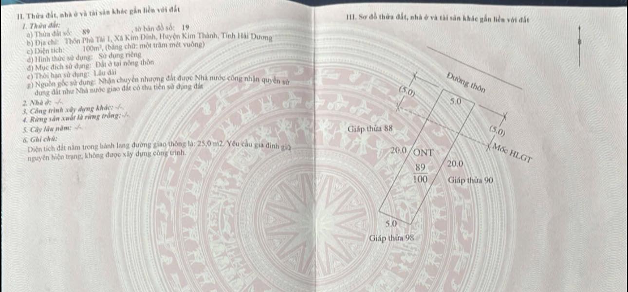 Đất nền Kim Đính, Hải Dương 100m² giá chỉ 1 tỷ - Cơ hội đầu tư tuyệt vời!