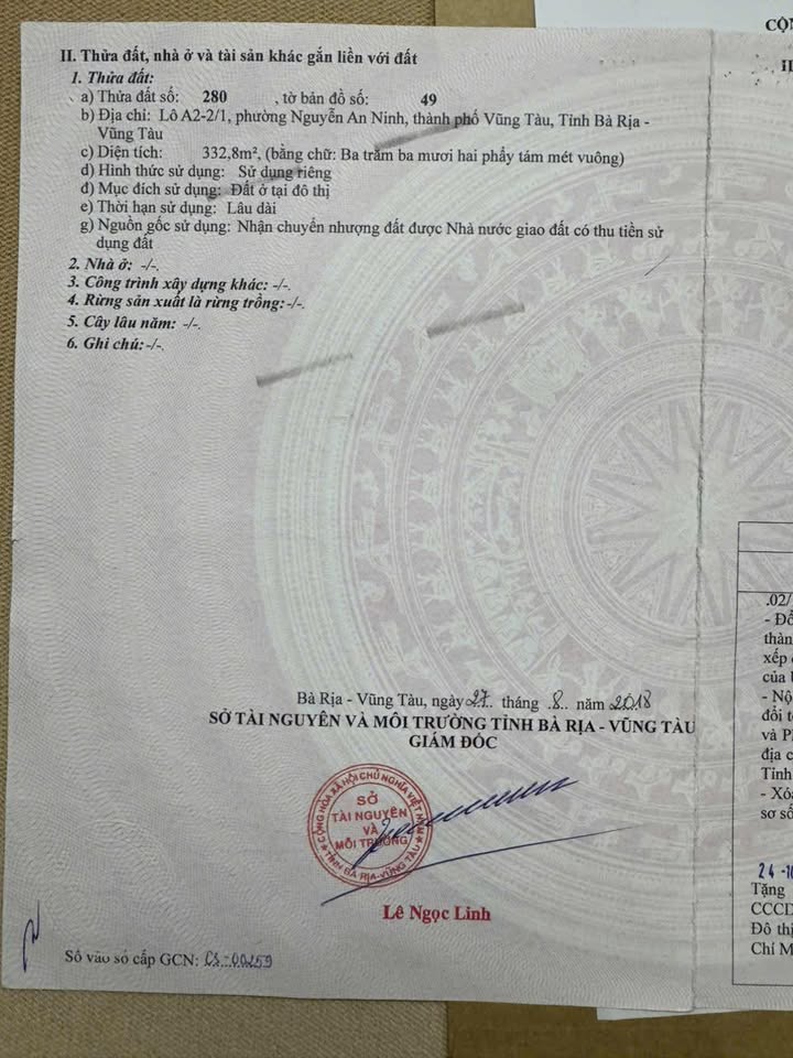 Lô đất 332,8m² tại phường Nguyễn An Ninh, TP. Vũng Tàu - Chính chủ bán gấp!