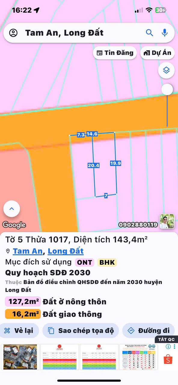 Đất nền Tam Phước Long Điền 144m² giá 1.45 tỷ - Đầu tư sinh lời ngay!