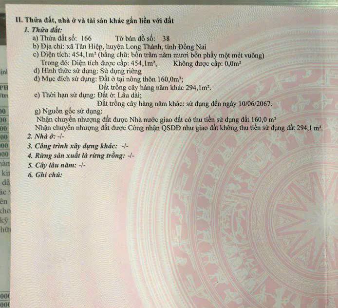 Nhà và đất xã Tân Hiệp, huyện Long Thành, 454m² - Căn nhà sạch đẹp, cho thuê 2 triệu/tháng!