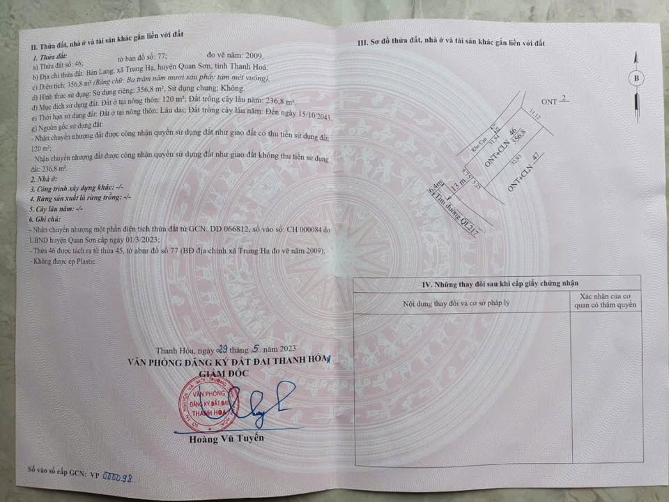 Đất nền mặt tiền Quốc lộ 217, diện tích 356.8m² chỉ 400 triệu - Cơ hội đầu tư tuyệt vời!