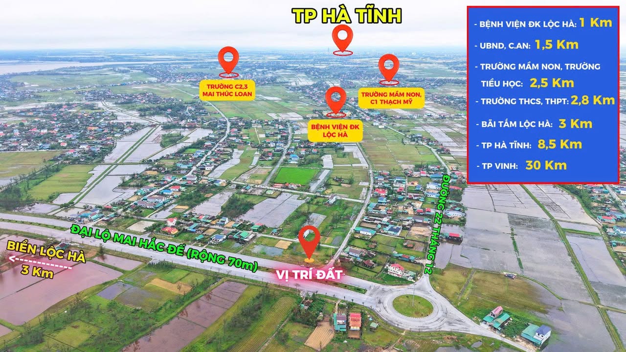 Đất thổ cư 200m² tại thị trấn Lộc Hà giá chỉ 3 tỷ - Cơ hội đầu tư không thể bỏ qua!