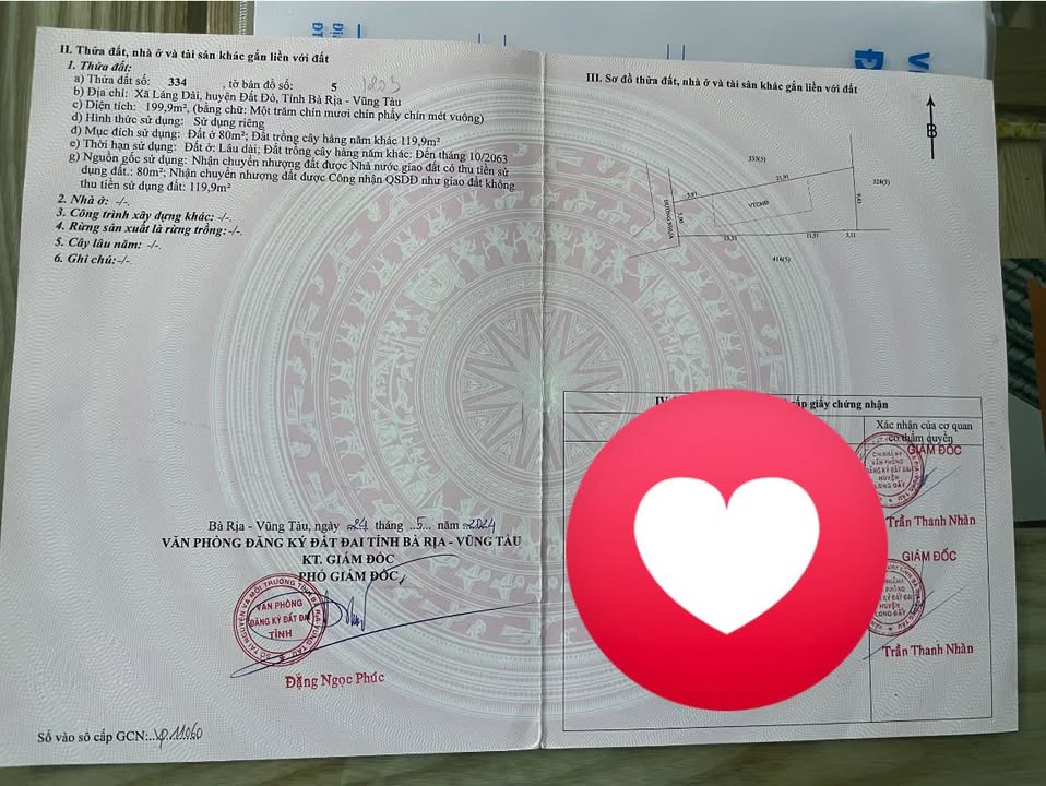 Đất nền Láng Dài Đất Đỏ 199m² giá 620 triệu - Sổ đỏ chính chủ!