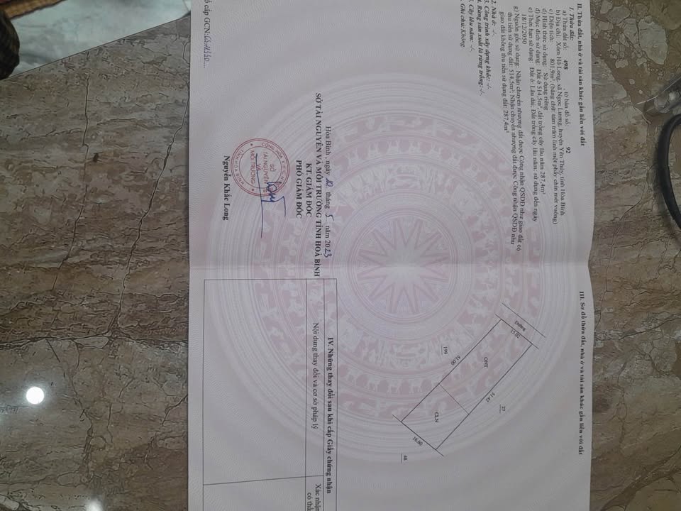 Đất nền Ngọc Lương, Yên Thủy 1540m² - Sổ hồng riêng, Giá chỉ 1.1 tỷ!