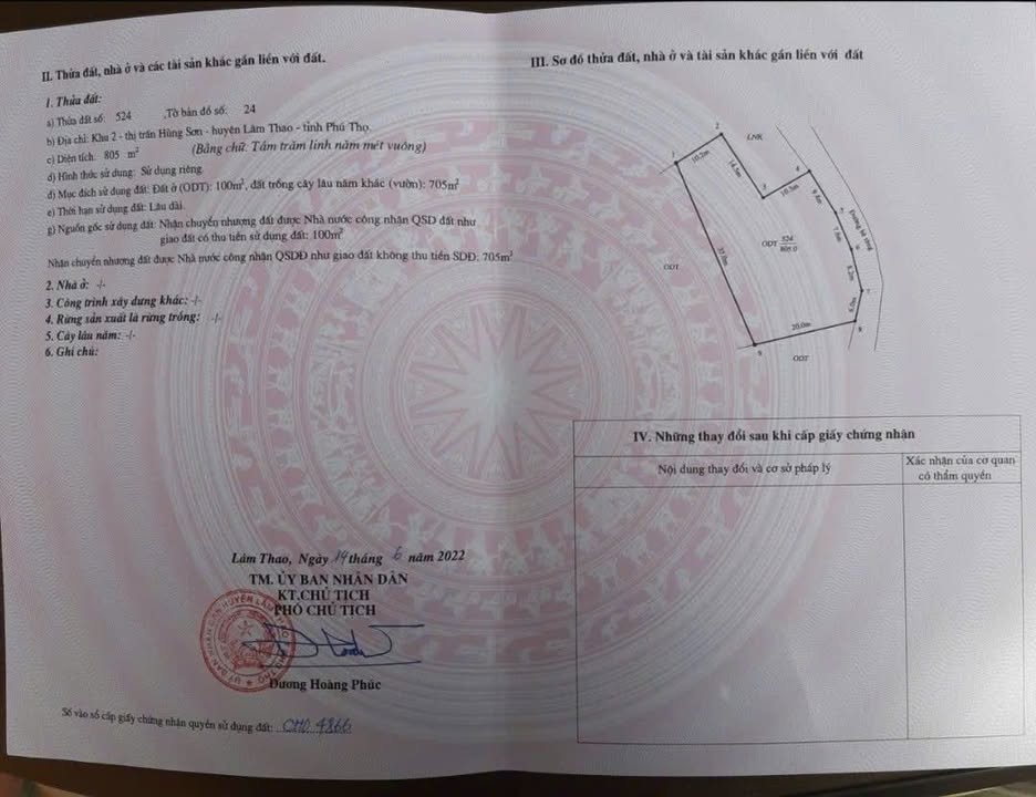 Đất nền khu phố Hùng Sơn, Lâm Thao, Phú Thọ 800m² chỉ 2.4 tỷ - Cơ hội đầu tư không thể bỏ qua!