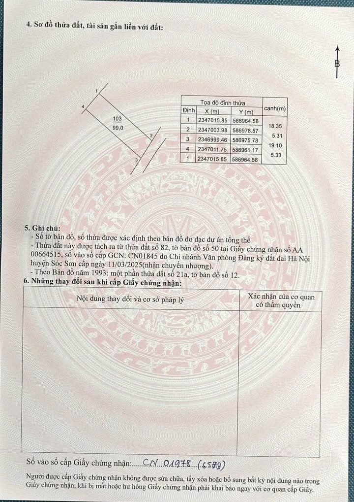 Đất thổ cư 99m² thôn Mai Nội - Sóc Sơn, giá 4 tỷ - Đường thông ô tô