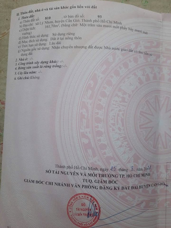 Đất thổ cư Lý Nhơn, Cần Giờ 160m² giá 1.32 tỷ - Sổ đỏ chính chủ, sang tên ngay!