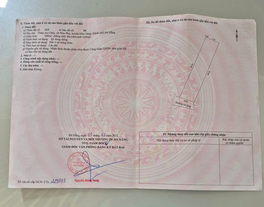 Đất Hòa Phú, Hòa Vang 300m² giá 1.65 tỷ - Thích hợp làm nhà vườn!