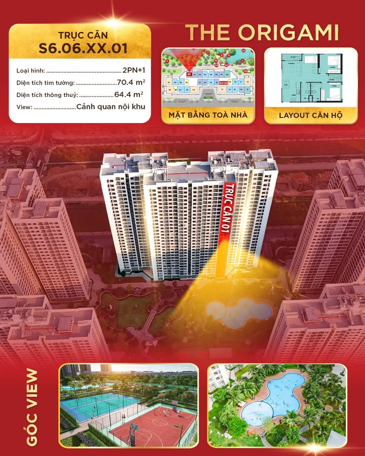 Căn hộ The Origami Thủ Đức 70.4m² giá 4.058 tỷ - View vườn Nhật đẹp nhất!