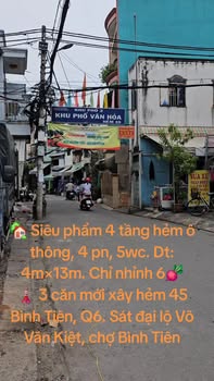 Nhà liền kề 4 tầng 52m² giá 6.6 tỷ - Vào ở ngay tại Bình Tiên, Q6!