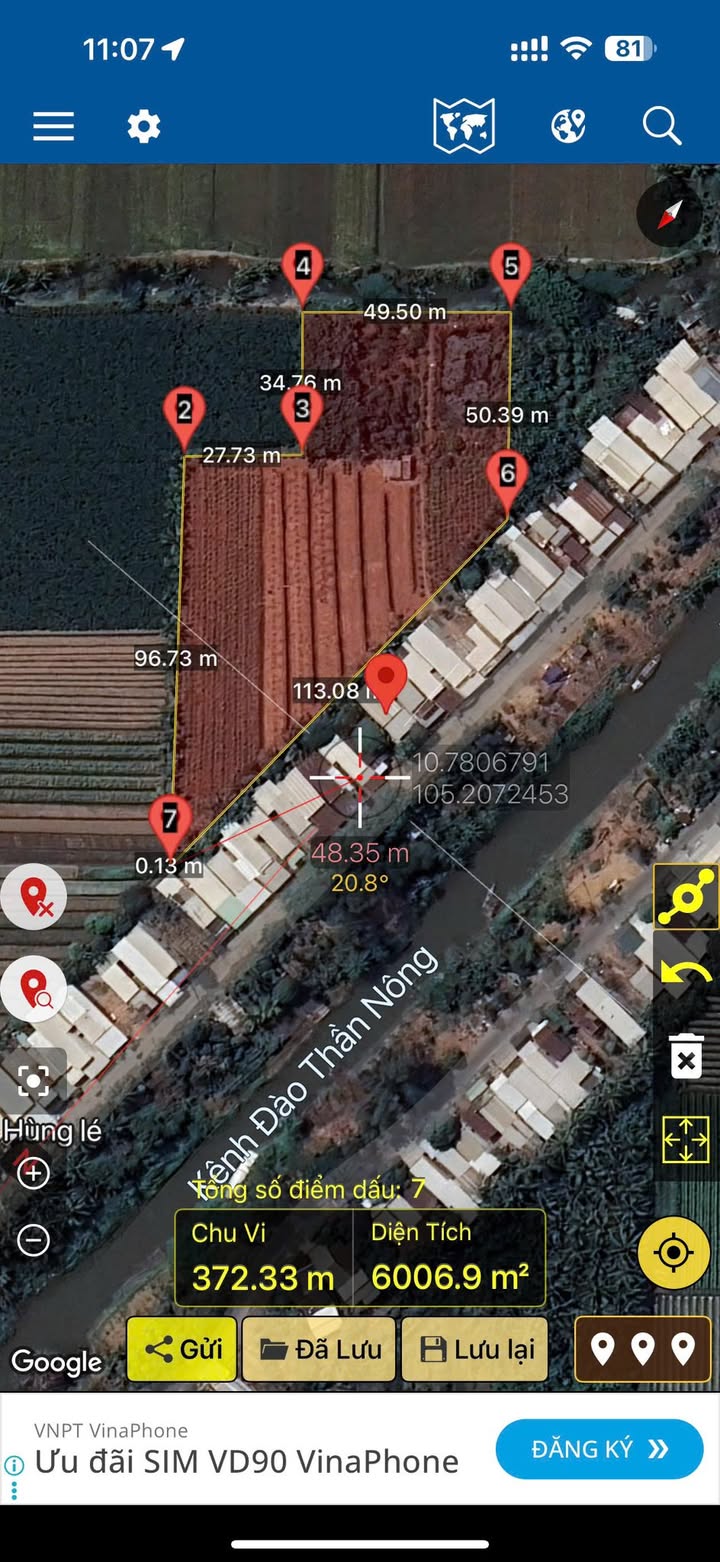 Đất vườn 5994m² tại Long Phú, Tân Châu - Giá 300 triệu VND, Pháp lý rõ ràng