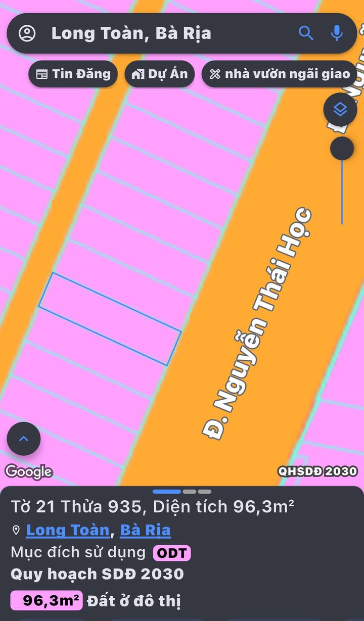 Đất nền Long Toàn, Bà Rịa - Vũng Tàu 96m² giá 3.85 tỷ - Tiềm năng tăng giá mạnh!