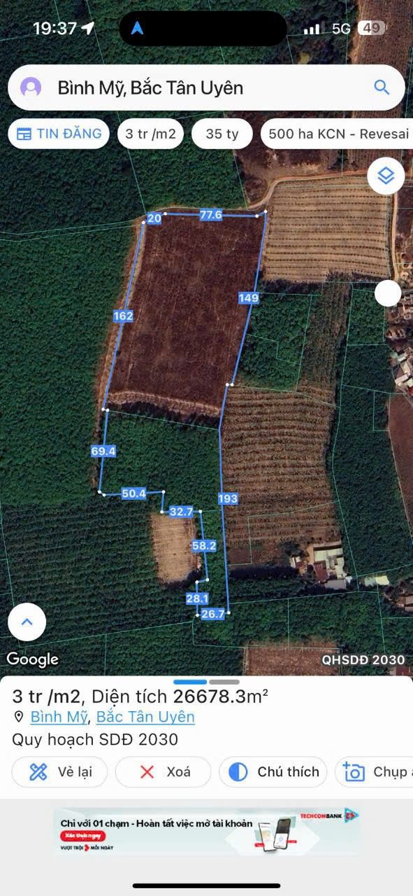 Đất SKC Bình Mỹ - Bắc Tân Uyên 26.678m² giá chỉ 2.8 triệu/m² - Cơ hội đầu tư tuyệt vời!