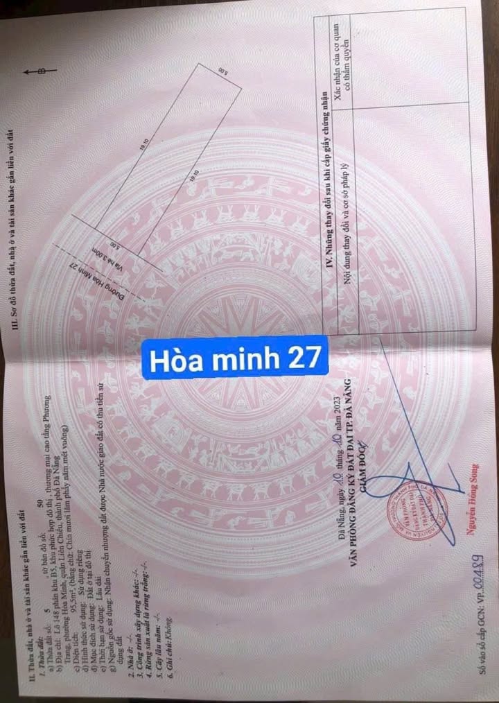 Đất nền mặt tiền đường Hòa Minh 27, Đà Nẵng 98m² giá 6 tỷ - Đầu tư sinh lời hấp dẫn!