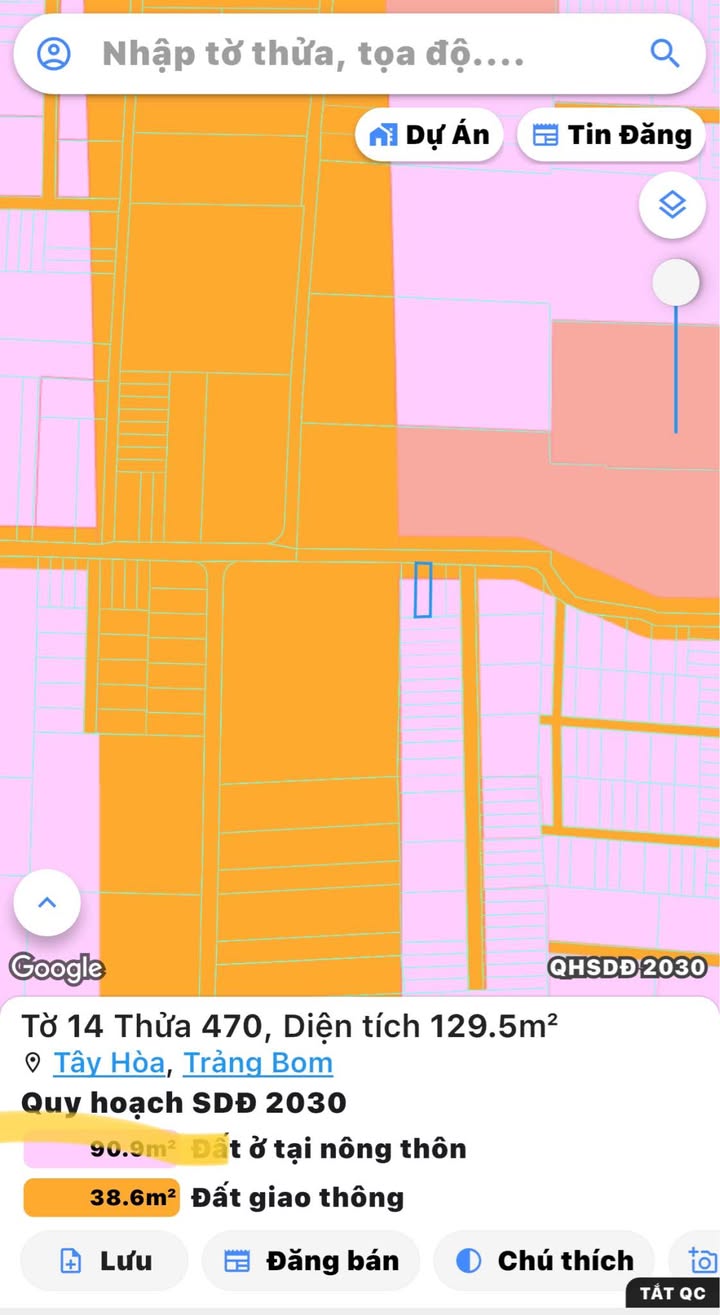 Đất nền Tây Hòa Trảng Bom 132m² giá 1.18 tỷ - Mặt tiền đường nhựa, gần chợ và trường học!