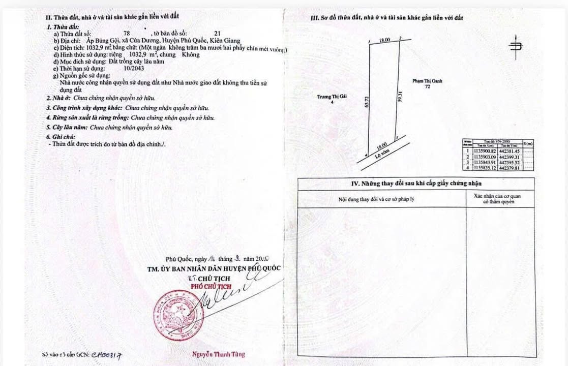 Đất nền 1032m² tại Cửa Dương, Phú Quốc - Sở hữu ngay biệt thự sinh thái mơ ước!