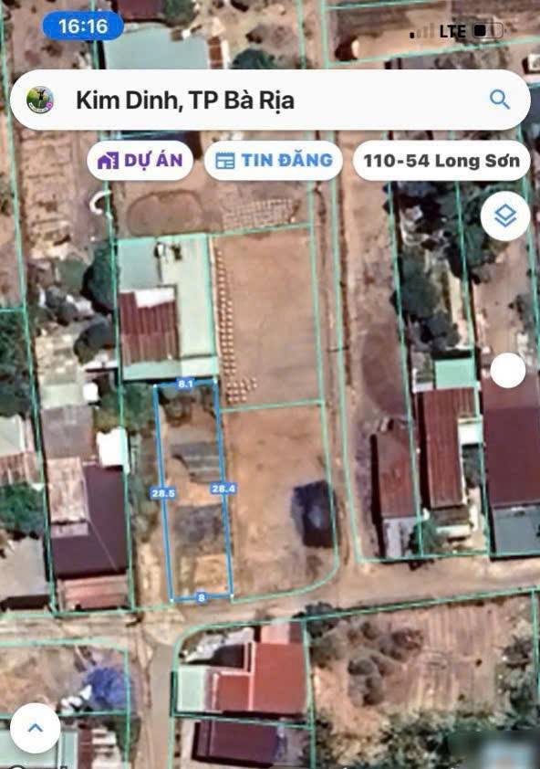 Đất thổ cư Kim Dinh Bà Rịa 228m² giá 1.65 tỷ - Mặt tiền đường nhựa 8m