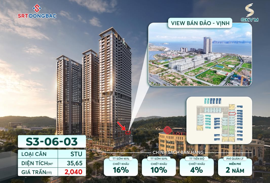 Căn hộ Studio Sky M Hạ Long 35m² giá 2 tỷ - View Vịnh đẹp không thể bỏ lỡ!