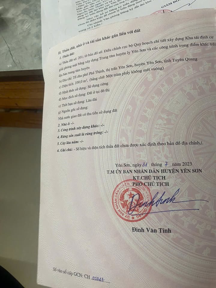 Đất ở Yên Sơn 100m² giá 1.8 tỷ - Tiềm năng đầu tư hấp dẫn!
