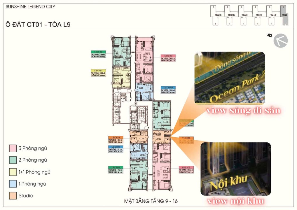 Căn hộ Studio Sunshine Legend City 31m² giá 2.1 tỷ - View sông di sản tuyệt đẹp!