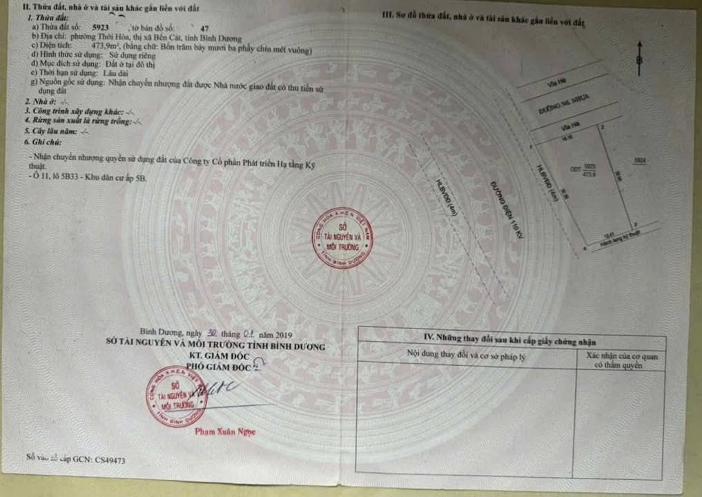 Đất biệt thự mặt tiền N6 Thới Hòa, Bến Cát 473m² giá 4 tỷ - Tiềm năng tăng giá mạnh!