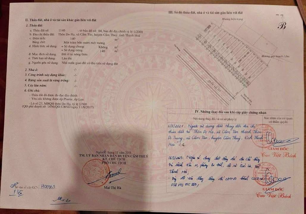 Đất nền Cẩm Tân Cẩm Thủy 140m² giá 1.5 tỷ - Kinh doanh sinh lời ngay!