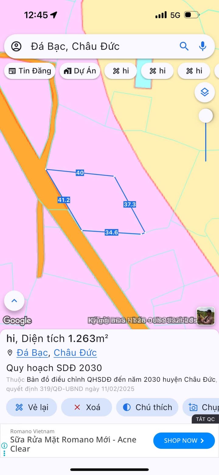 Đất nền Đá Bạc, Châu Đức, Bà Rịa - Vũng Tàu 1600m² giá 2.8 tỷ - Sổ hồng riêng chính chủ!