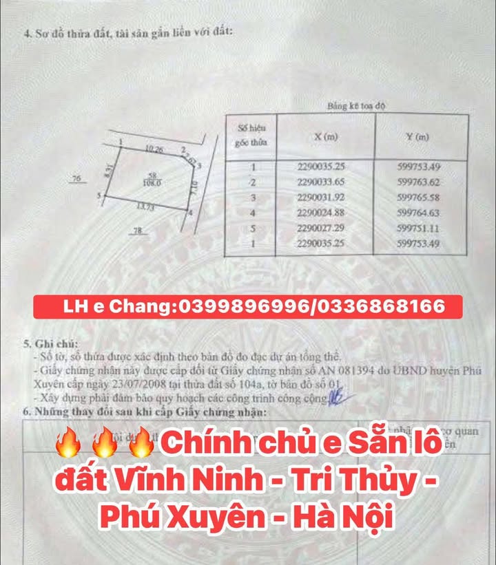 Lô đất Tri Thủy, Phú Xuyên 108m² giá 2.35 tỷ - Đường ô tô vào tận nơi!