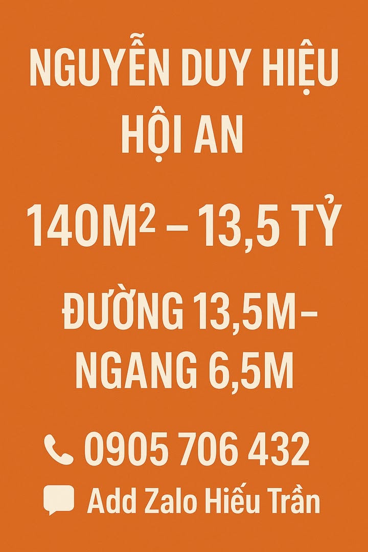 FrontHouse Nguyễn Duy Hiệu Hội An 140m² giá 13.5 tỷ - Vị trí đắc địa cho kinh doanh!