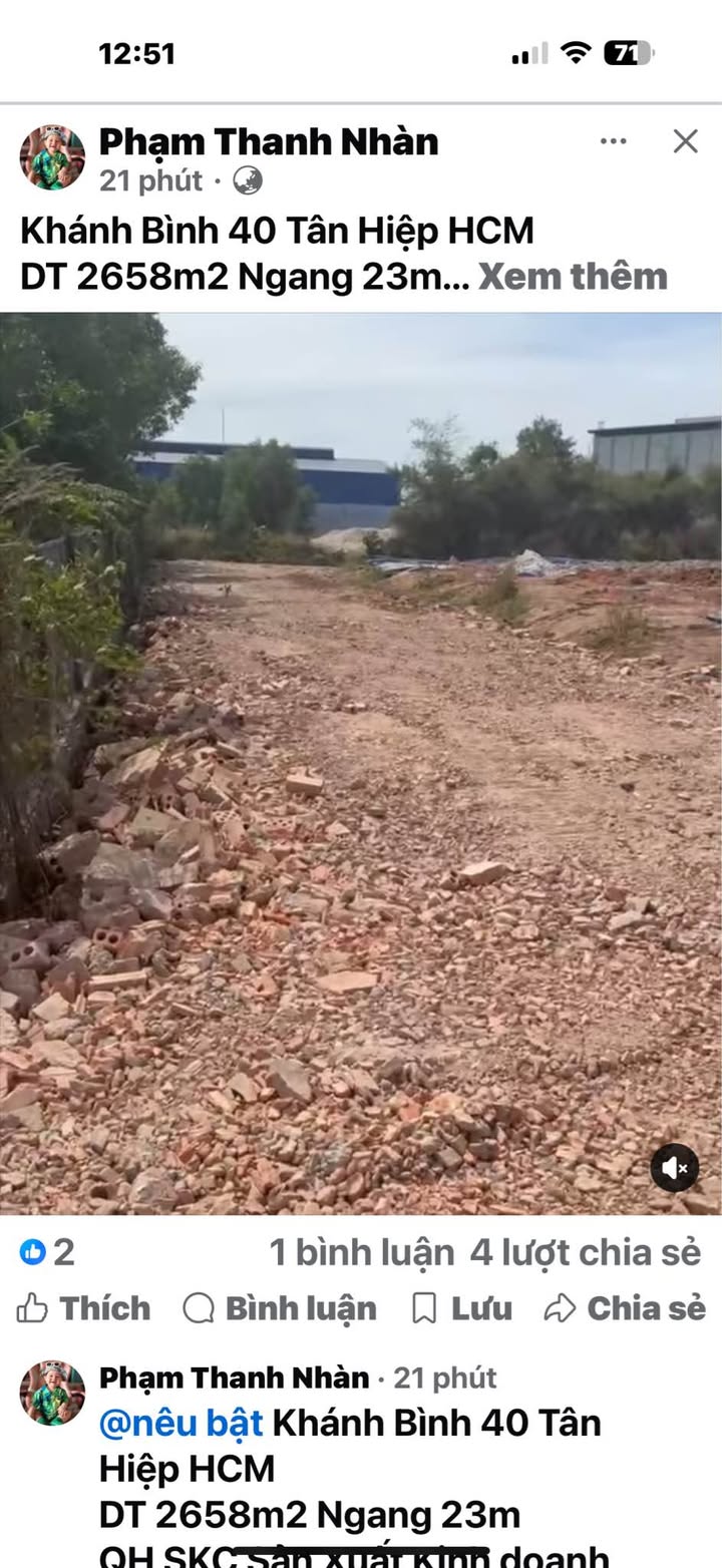 Đất nền Tân Hiệp Hóc Môn 2658m² giá 11 tỷ - Cơ hội đầu tư không thể bỏ lỡ!