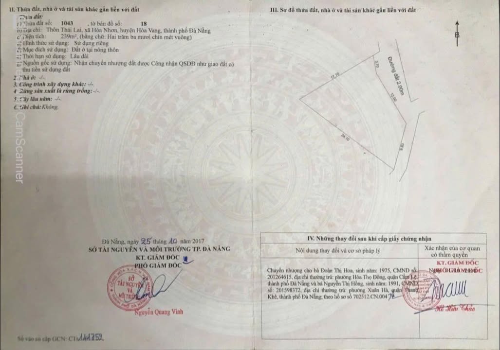 Đất ở Hòa Nhơn, Đà Nẵng 230m² giá 900 triệu - Sổ đỏ chính chủ, giao dịch ngay!