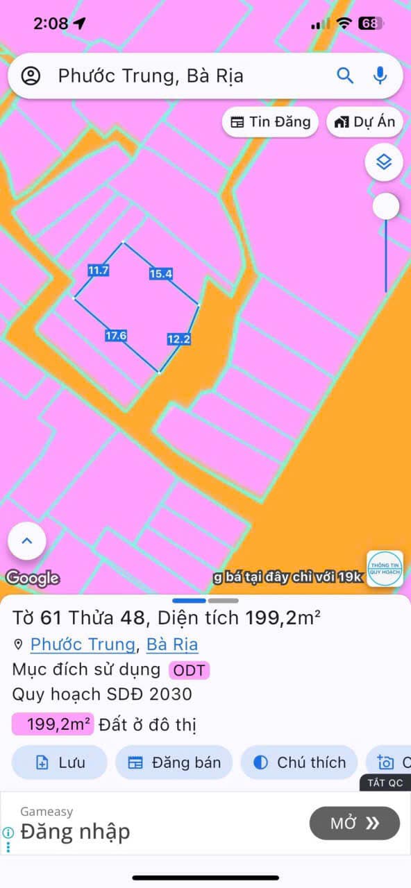 Đất nền Bà Rịa 199m² giá 6.5 tỷ - Vị trí trung tâm thuận lợi!