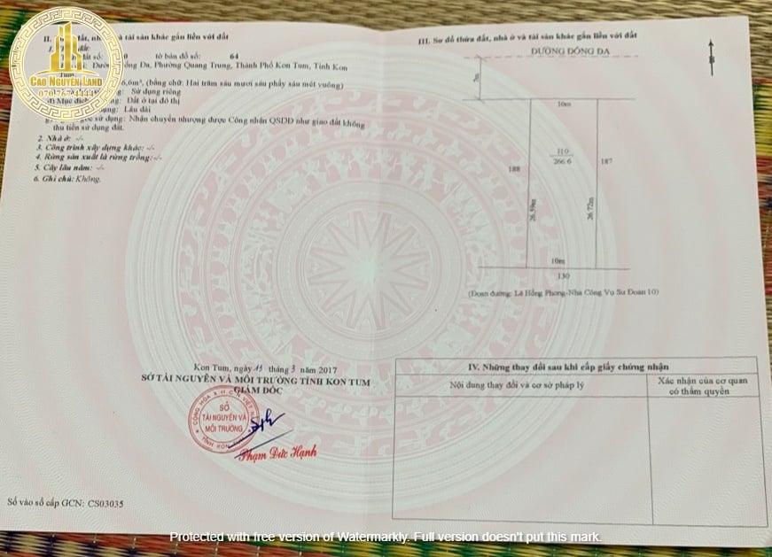 Bán đất mặt tiền đường Đống Đa, phường Quang Trung, TP Kon Tum 270m² - Vị trí đắc địa, giá tốt!