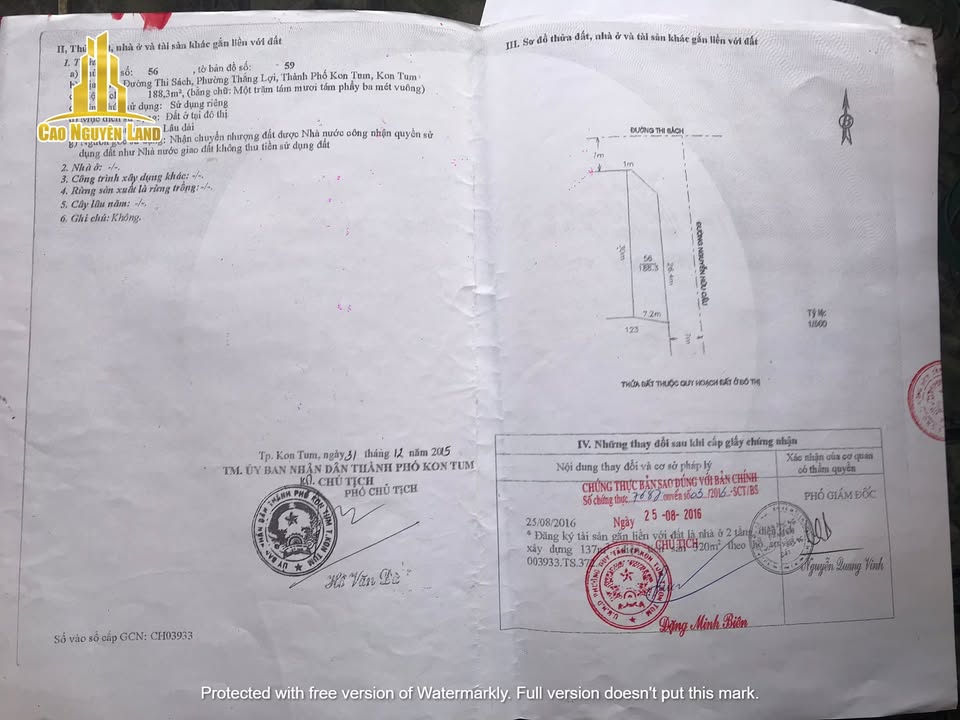 Nhà 2 mặt tiền đường Thi Sách, phường Thắng Lợi, TP Kon Tum 216m² giá 4.6 tỷ - Kinh doanh ổn định!