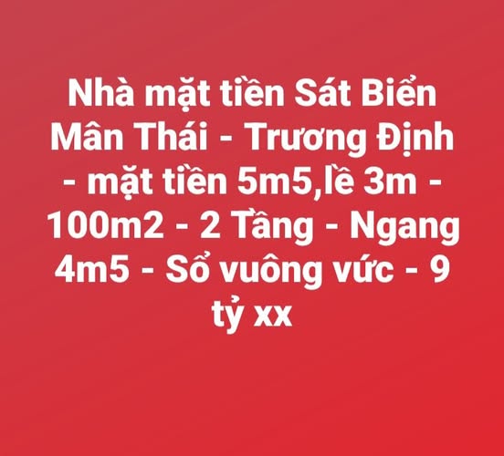 FrontHouse Mặt Tiền Biển Mân Thái 100m² giá 9 tỷ - Cơ hội đầu tư tuyệt vời!