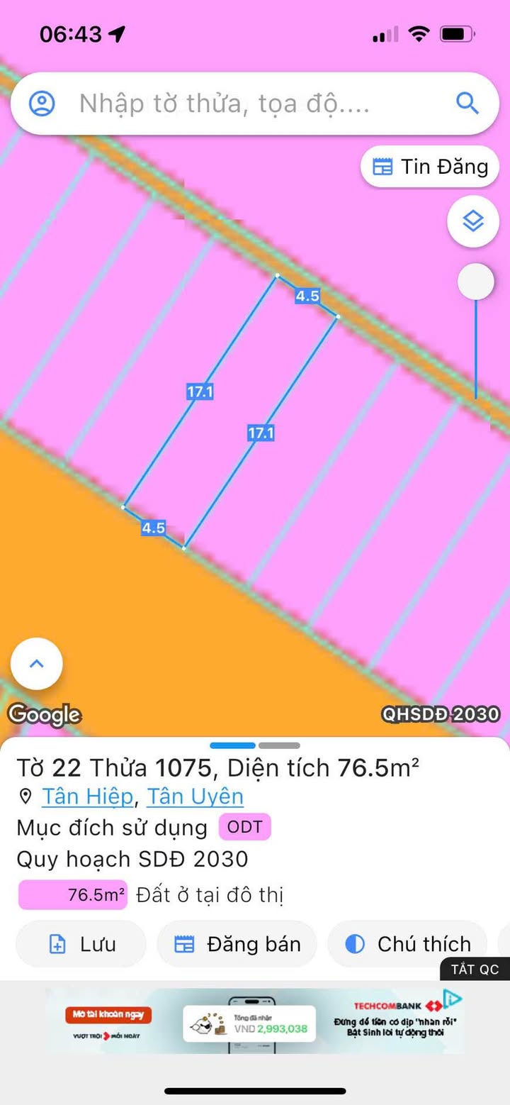 Đất nền KDC Tuấn Điền Phát 1 Tân Hiệp 76,5m² giá chỉ 1,35 tỷ - Cơ hội đầu tư tuyệt vời!