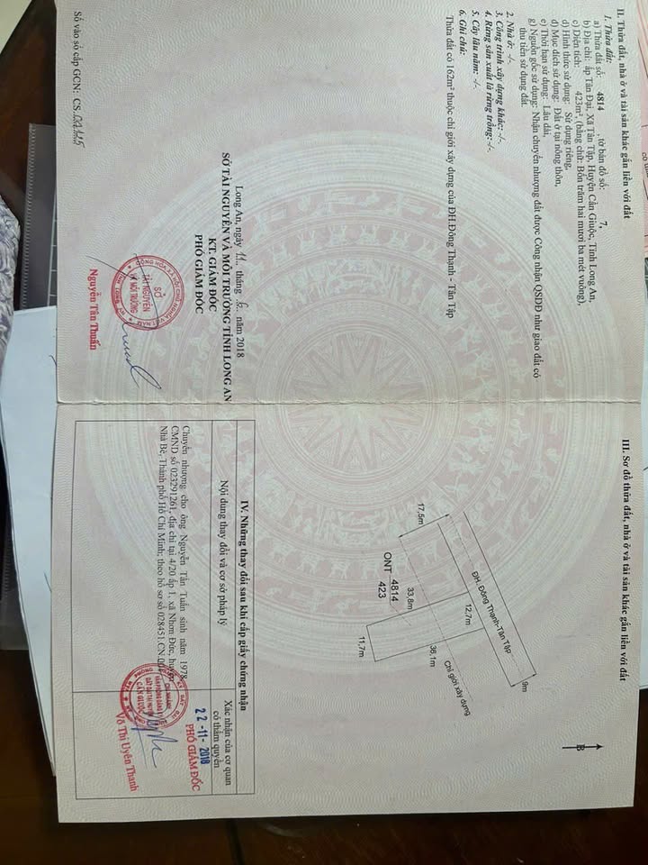 Đất thổ cư 423m² xã Tân Tập, Cần Giuộc - Giá chỉ 2.03 tỷ, đầu tư sinh lời!