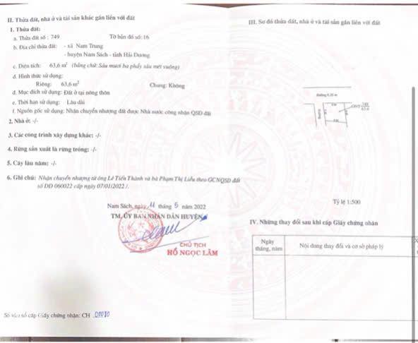 Đất nền xã Nam Trung, huyện Nam Sách 63m² giá 850 triệu - Lô góc đẹp thuận lợi!