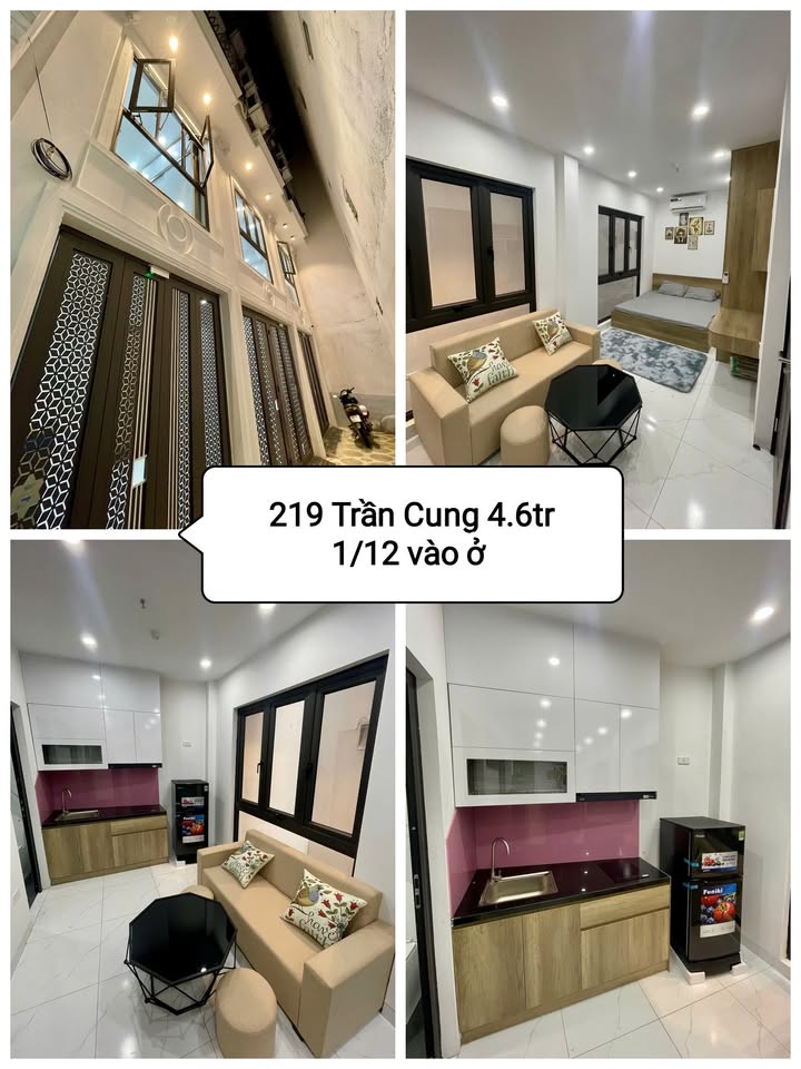 Căn hộ CCMN 219 Trần Cung 1 phòng giá 4.6 triệu - Nhà mới, tiện nghi đầy đủ!