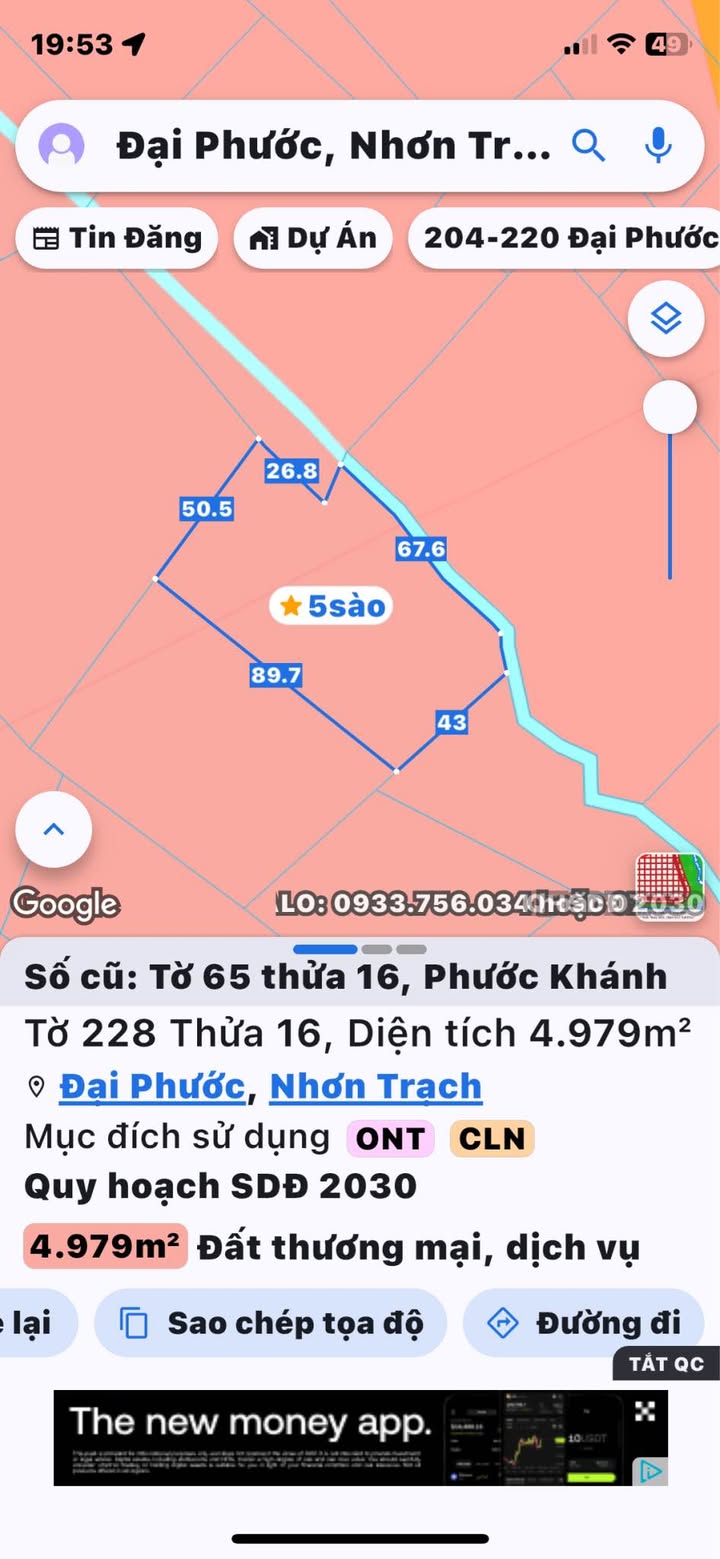 Đất nền Phước Khánh Nhơn Trạch 4.979m² giá 5.975 tỷ - Cơ hội đầu tư tuyệt vời!