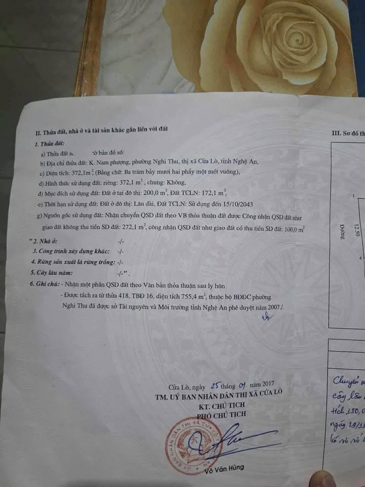 Đất nền Nghi Thu, Cửa Lò 372,1m² giá 6,5 tỷ - Tiềm năng sinh lời cao!