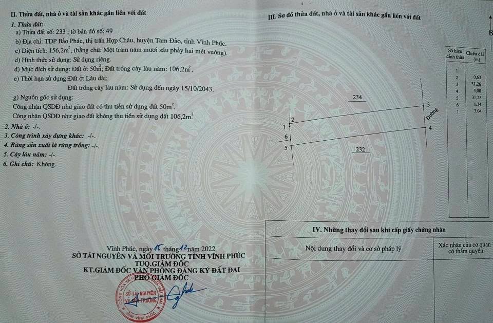 Đất nền Bảo Phác, Hợp Châu, Tam Đảo 156.2m² giá chỉ 1.2 tỷ - Hướng Đông tài lộc!