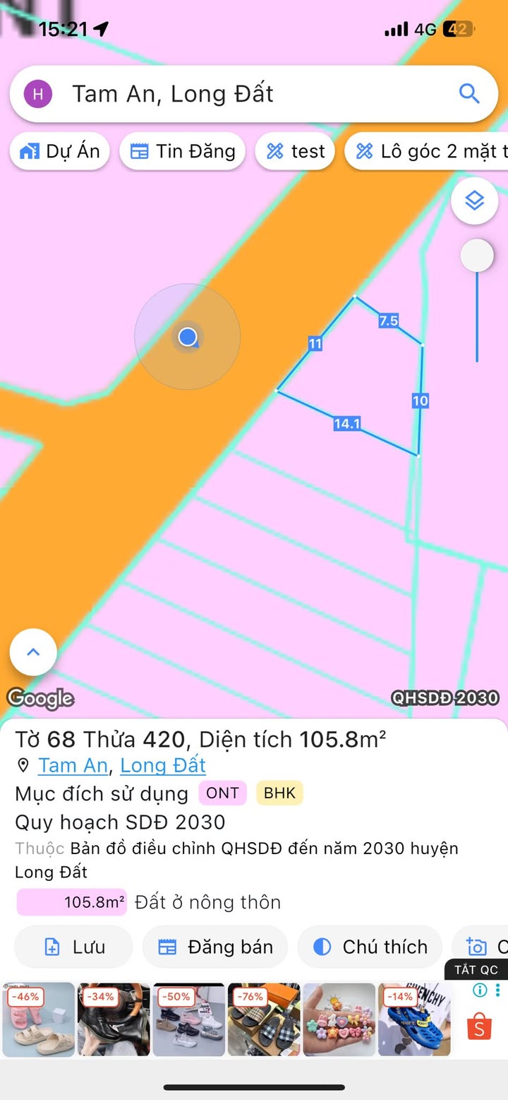 Đất nền mặt tiền đường Phan Đăng Lưu, An Ngãi 100m² giá 1.65 tỷ - Sổ đỏ chính chủ
